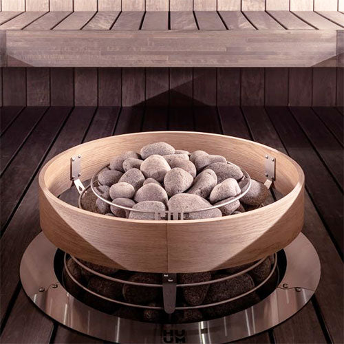 HUUM safety rail for HIVE Mini on its own — oak ring with three stainless steel mounting brackets