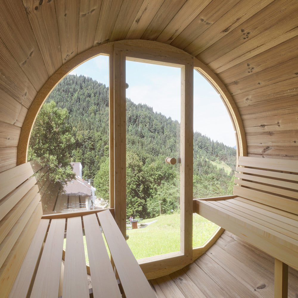 SaunaLife Model E7G Sauna Barrel Glass Front