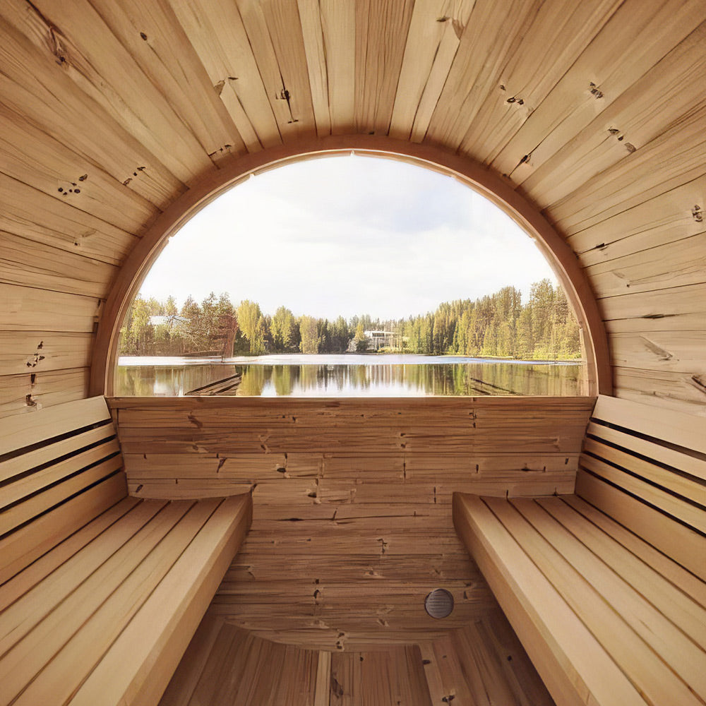 SaunaLife Model E7G Sauna Barrel Glass Front