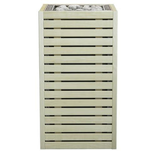 HUUM CORE aspen-panelled sauna heater installed in a sauna