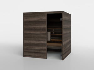TAIVE cabin in Hiili with a closed front wall and a solid door