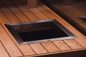 HUUM Embedding Flange for CLIFF and STEEL series sauna heaters — flange seen from the side