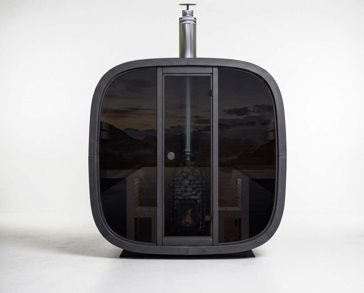 Leil Black Cube Comfort 6-person outdoor sauna