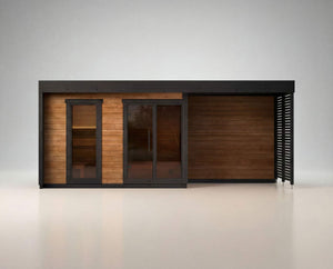 Leil Patio L Plus outdoor sauna with front room and terrace