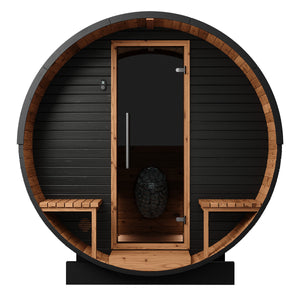 Thermory Ignite No 60 barrel sauna — exterior view 1