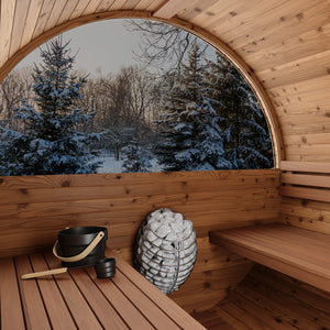 Thermory No 60  DIY Barrel Sauna Kit w/Window & Porch