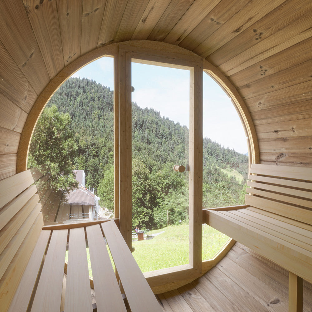 SaunaLife Model E8G Sauna Barrel Glass Front