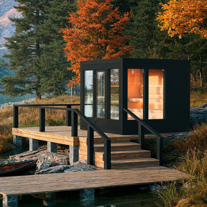 TAIVE Outdoor Sauna with 6 Large Windows & Straight TAIVE Bench