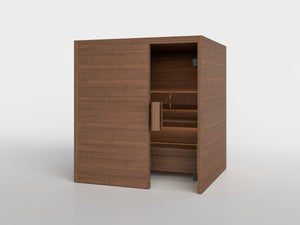 TAIVE cabin in Terva with the Basic bench and a closed front wall